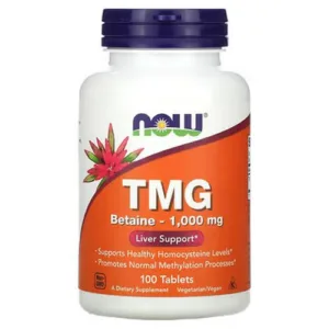 Now Food TMG بيتاين 1,000 ملغ، 100 قرص لدعم الكبد ترايميثيل جليسين