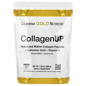 California Gold Nutrition، CollagenUP،® ببتيدات الكولاجين البحرية المحللة مع حمض الهيالورونيك وفيتامين C، بدون نكهات، 7.26 أونصة (206 جرام)